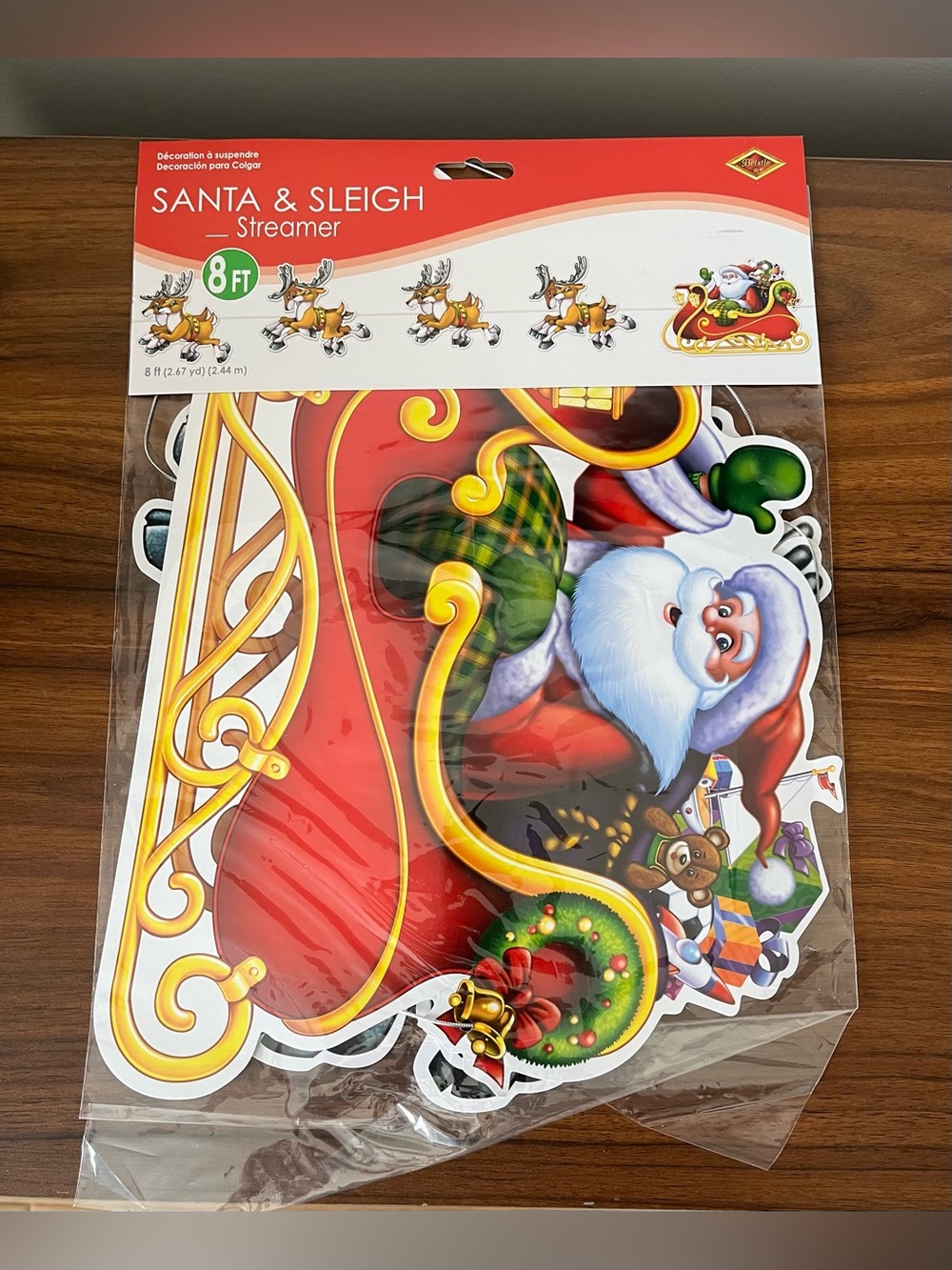 Santa & Sleigh Streamer Decoration Vintage